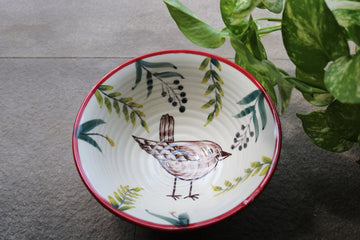White & Red Hand Painted Wide Bowl - NamegStore